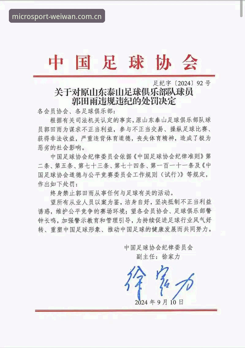 微玩体育安卓手机版 中国足协第三批禁足名单全解析:65人受罚,17人终身禁足